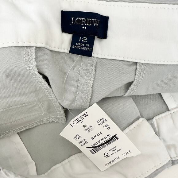 J.Crew 9" Frankie Bermuda Chino Short Cotton Mid Rise Oyster Grey US 12 NWT - Picture 10 of 12